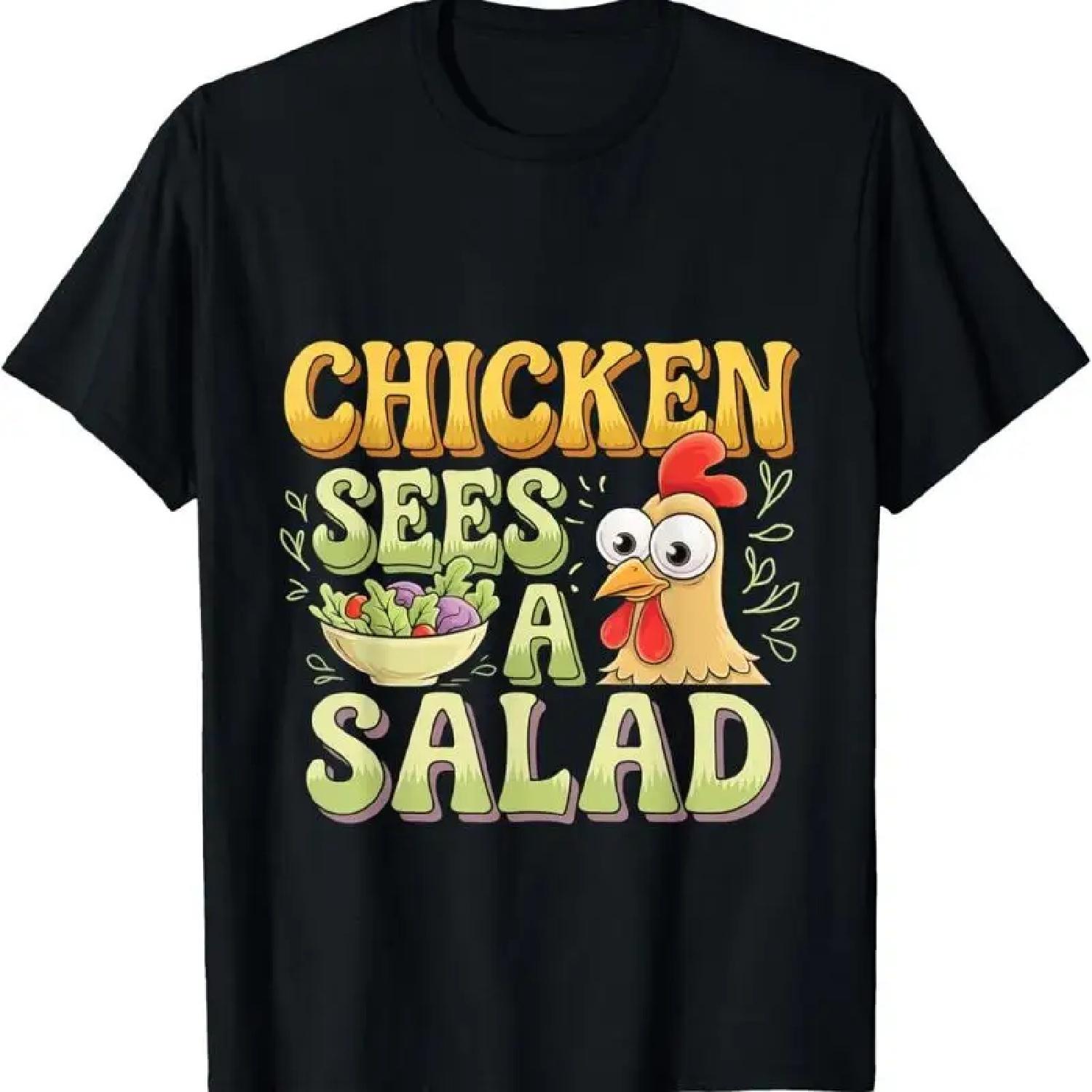 Курица Видит Салат Шутка про Еду Футболка S