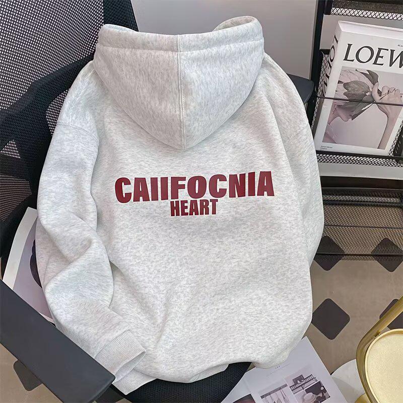 Женский oversize серый худи - Осень/Зима 2025 Ретро уличный стиль XL