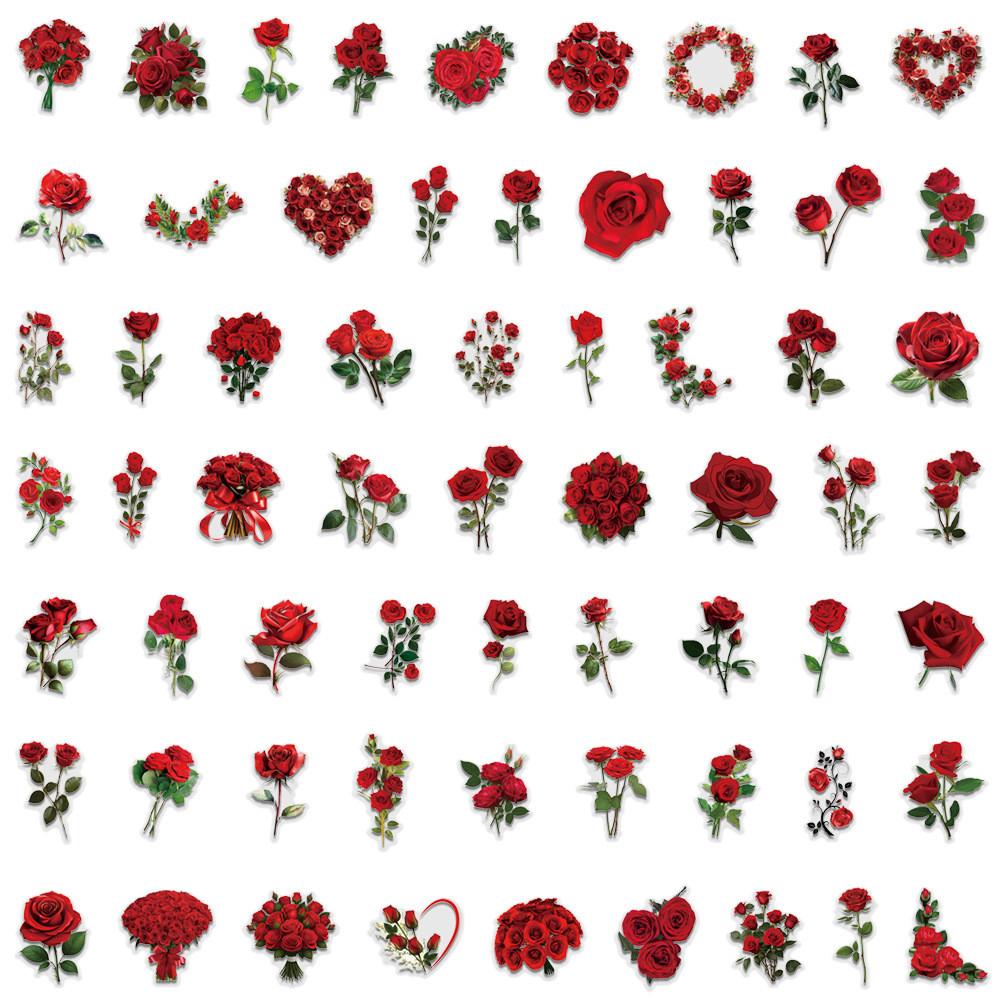 60 STuks Transparante Rozen Sticker Pakket Waterdichte Transparante PET Stickers Perfect als Journal Bloem Materiaal AnimeWorlds Winkel brown
