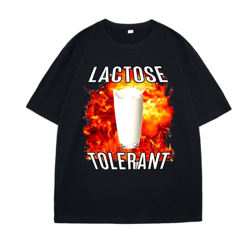 Laktoseintolerant Lustiges Meme T-Shirt Unisex Damen Freizeit Druck Locker Kurzärmlig Unisexs Damen T-Shirts Kleidung Tops Sommer