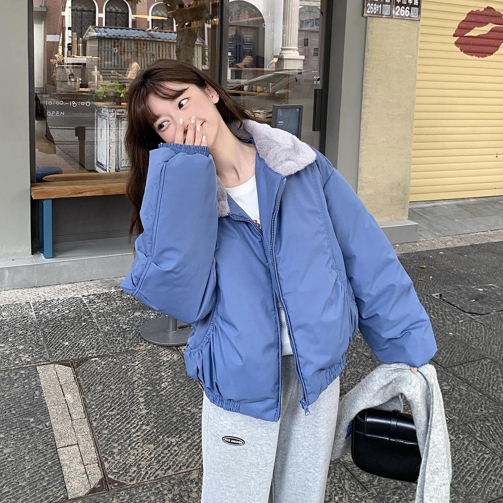 Autumn Winter Thicken Warm Parka Women Casual Sweety Solid Color Big Pocket Loose Jackets Outwear