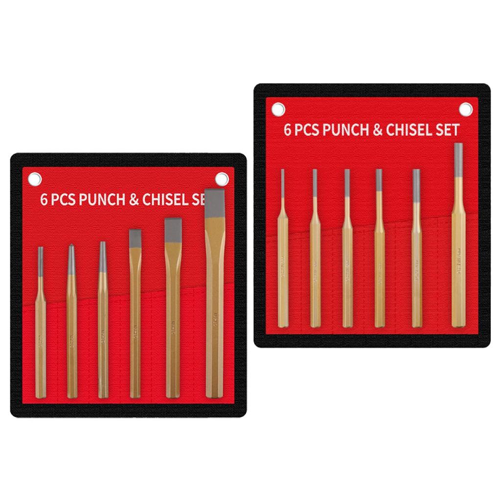 6-teiliges Kaltmeißel-Set Flachmeißel Zentrierspitzenmeißel Klingen Schraubenschlüssel Manuelles Schnitzen Mauerwerk Meißel-Set für Zimmerleute Handwerkzeuge