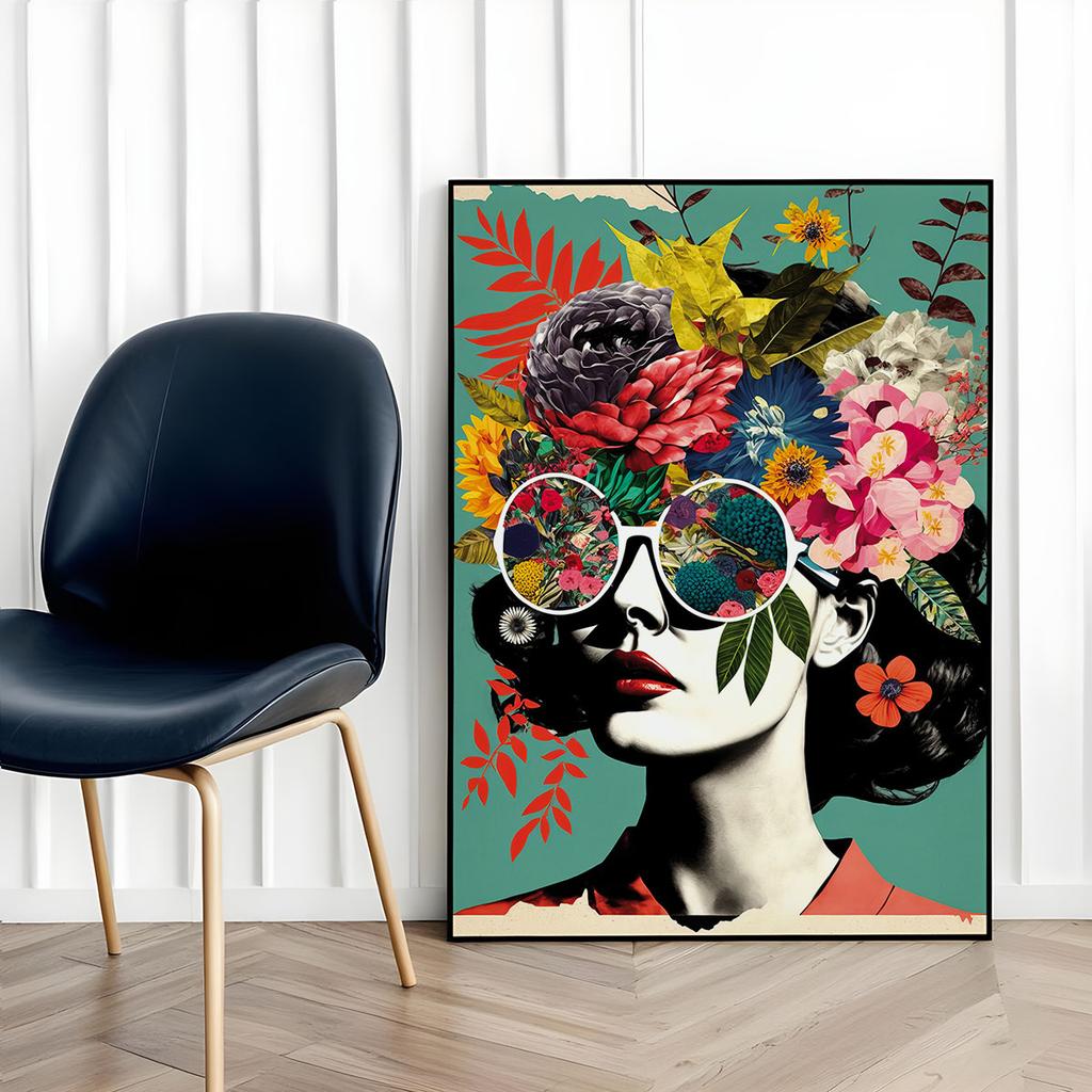 Poster Portrait Woman Flowers