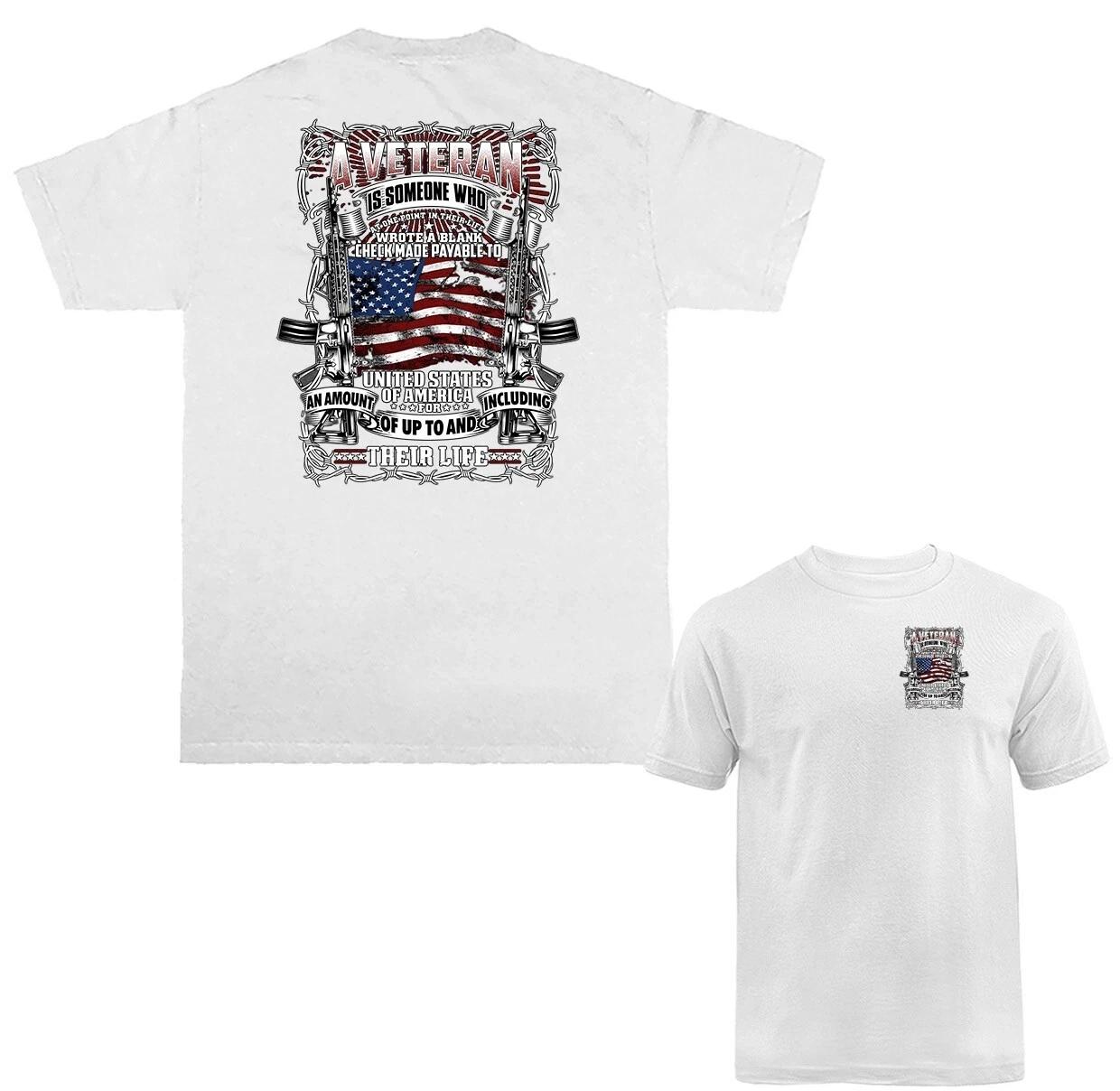 Military Veteran Patriotic US Flag T-shirt S