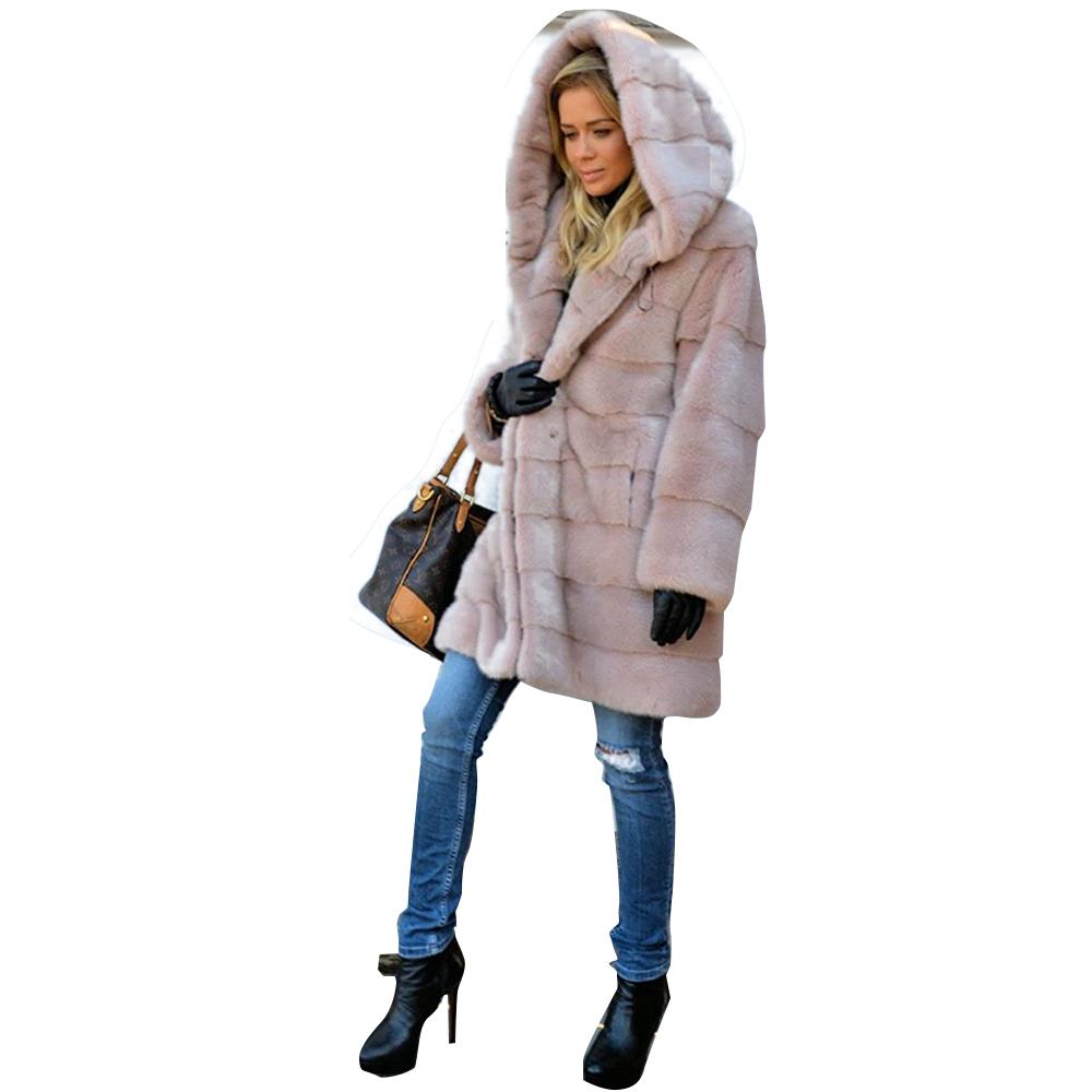 Winter Women's Casual Long Sleeve Solid Cardigans Fuzzy Fleece Outwear Faux Fur Hooded Pockets
