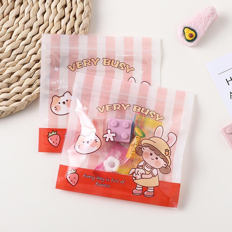 TETP 50Pcs Ziplock Bag With Claer Window Handmade Candy Lollipop Chocolate Macarons Packaging Favors DIY Headdress Bracelet Pack