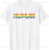 HUMAN LGBT Flag Gay Pride Month Transgender Rainbow Lesbian T-Shirt LGBT Camisetas  Graphic T Shirts  Women Clothes