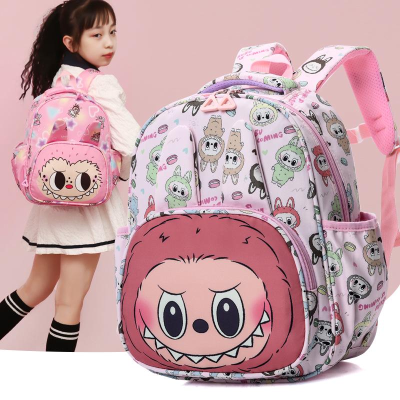 Labubu cartoon primary school student backpack cute lightweight weight-reducing children's backpack CLE