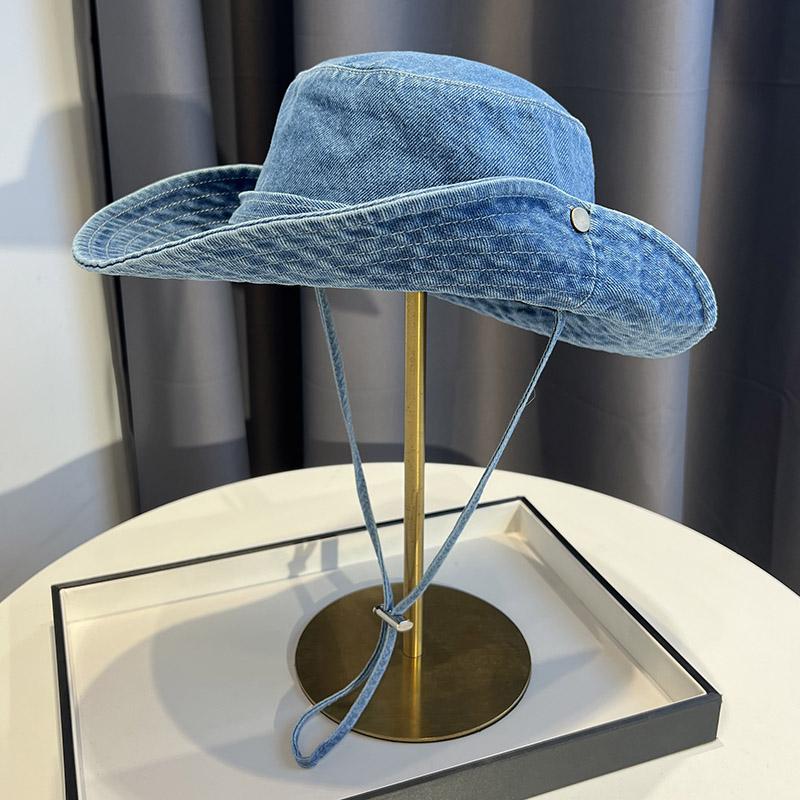 Vintage Washed Denim Bucket Hat Unisex Summer Sun Hat For Women Men Camping Cap With Uv Protection Western Cowboy Fisherman Hat