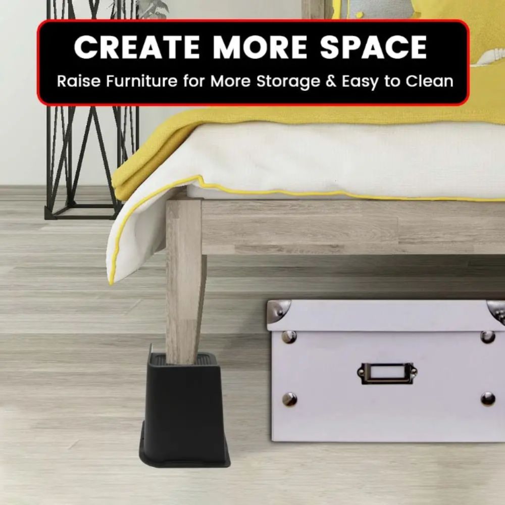 4 Inch Height Furniture Risers 4pcs Set Bed Frame Lift Adjustable Furniture Frame  Bed Frame