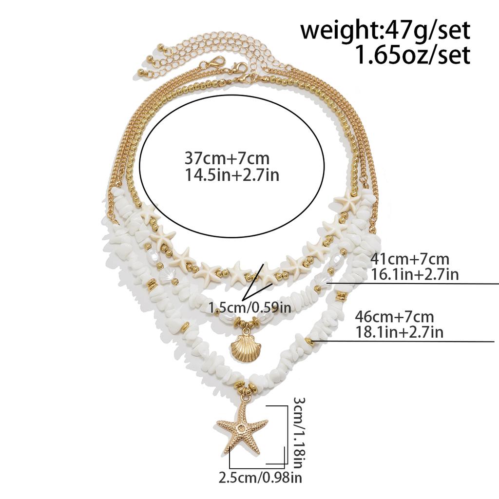 PuRui Bohemia 3Pcs/Set Imitation Zircon Star Chains Necklace Women Adjustable CCB Metal Star Pendant Necklace Zircon Accessories