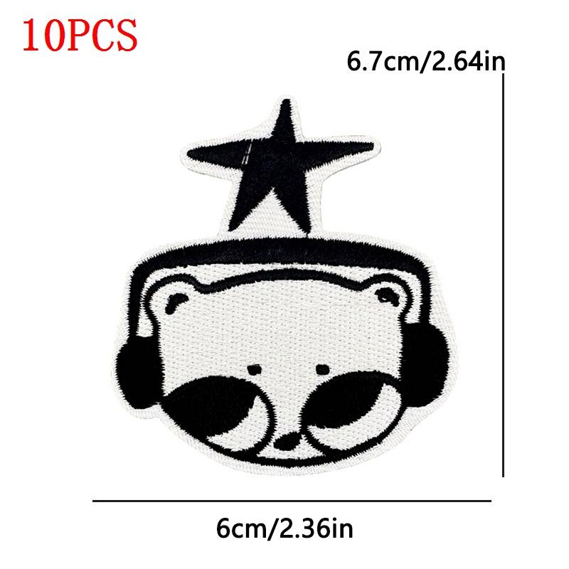 10PCS/Lot Wholesale Black Red Patches Heart Start Iron On Patches For Clithing Love Lip Embroidery Patches On Jeans Accessories