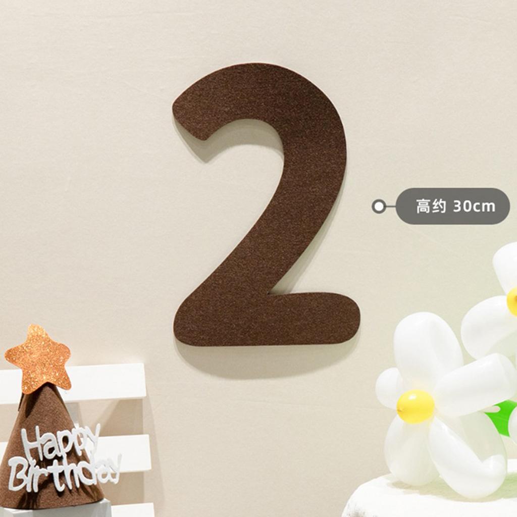 Brązowy Filcowy Baner Znak Happy Birthday Boho 1. 2. Urodziny Dekoracja Szurek Sznurek Wisząca Flaga Numer Dekor Dziecko Baby Shower