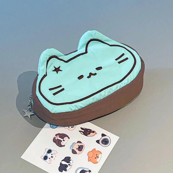 Dokumententasche Cartoon Katze Design Weiches Plüsch Federmäppchen Reißverschluss Schule Reise Make-up Pinsel Stifte Organizer