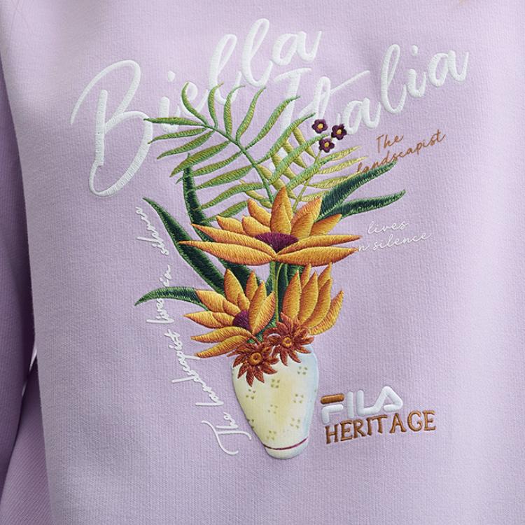 Fila X Rousseau Heritage Series Fashion Casual Comfortable Versatile Sweatshirt Women Sweatshirt Bell-Purple F11W448210F-PU