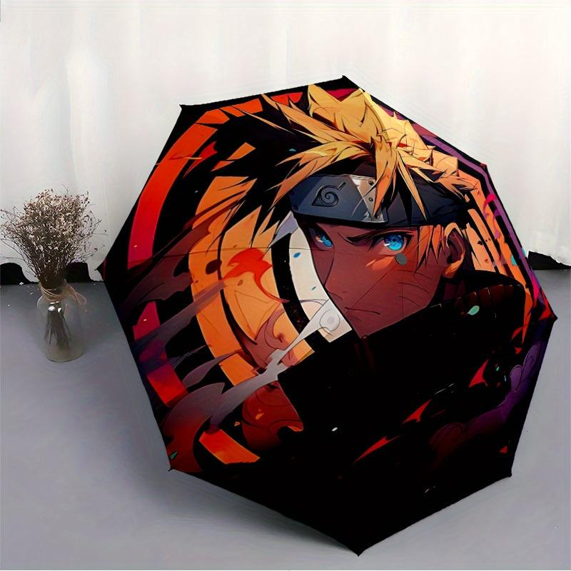 1pc Naruto Uzumaki Automatic Open/close Folding Portable Windproof Umbrella with 8-Rib Structure for Women/Men, All-Season Use A0901076