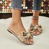 Fashion Female Shoes on Sale 2024 Open Toe Women's Slippers Summer Bow Rhinestones Solft Sole Casual Comfortable Flat Plus Size Slippers