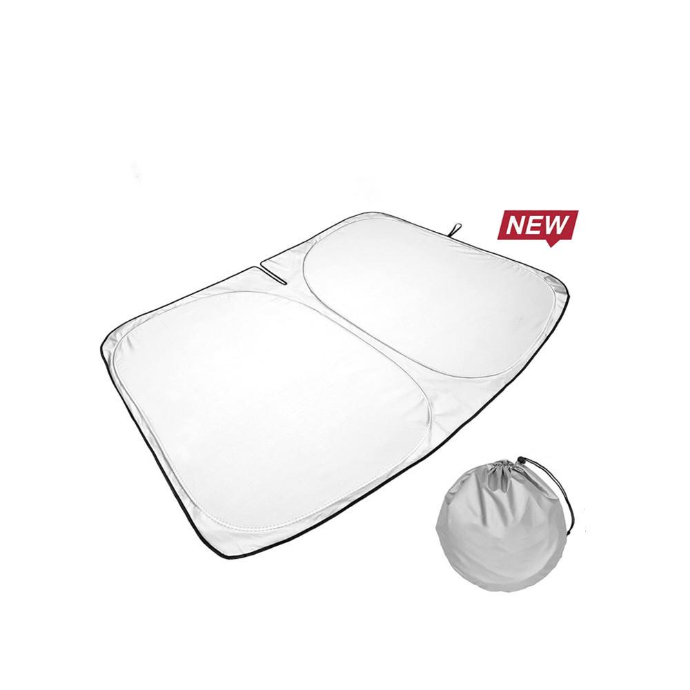 

Double Ring Car Sunshade: Heat-Insulating, Light-Blocking Silver Cloth Visor for Front Windshield