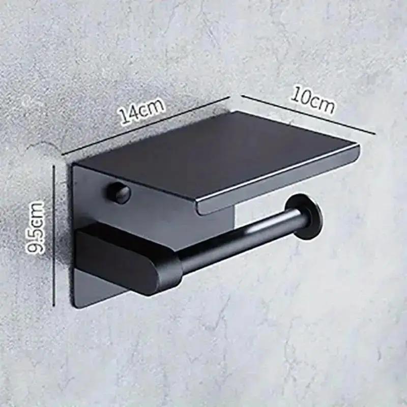 Stainless Steel Toilet Paper Holder Phone Shelf Hotel Toilet Paper Holder Easy Installation Wall Mounted Bathroom Storage Rack