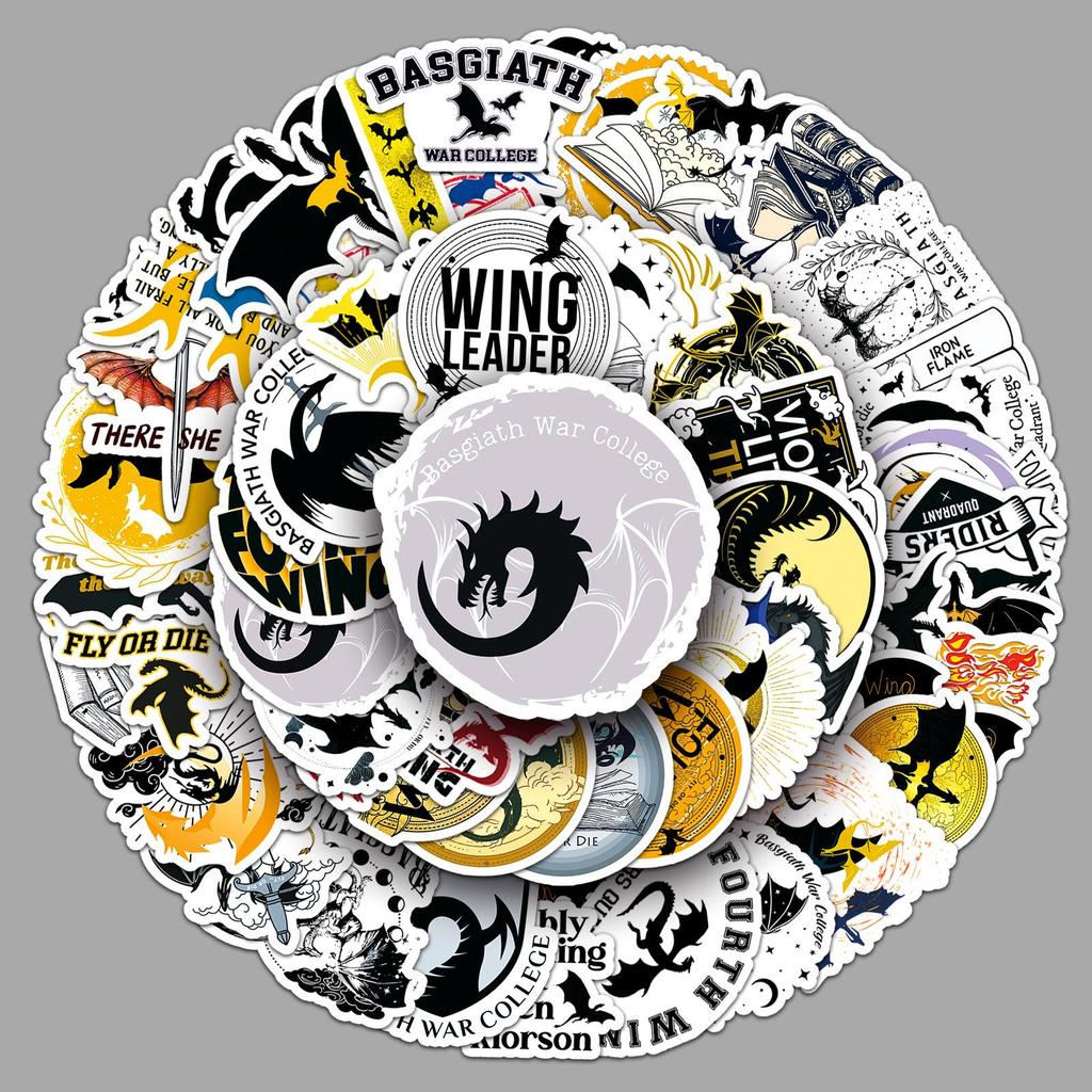 50 Fourth Wing Fantasy Novel Cartoon Waterproof Stickers for DIY Suitcase & Phone Case