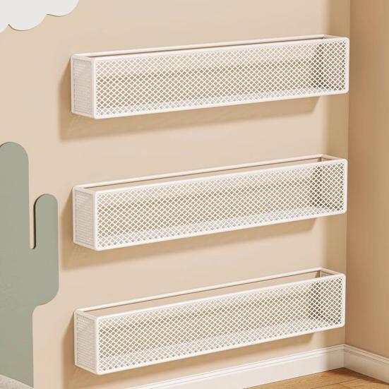 1/2/3Pcs Storage Rack Metal Bookshelf Strong Load-bearing Simple Installation Multipurpose Wall Mount Record Holder Magazine Rack