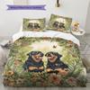 Rottweiler and garden Pattern Bedding Home Decoration Birthday Gift (1 * duvet cover + 2 * pillowcase, without core)
