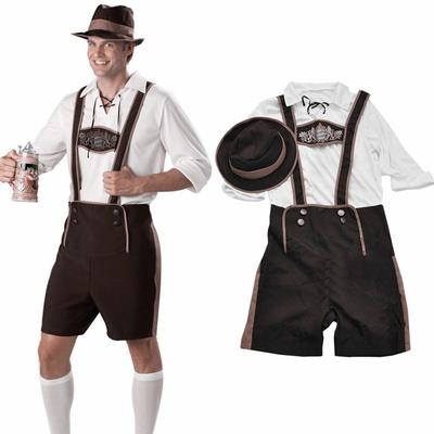 Herren Lederhosen Deutsches Oktoberfest Traditionelle Shorts Bier Kerl Kostüm