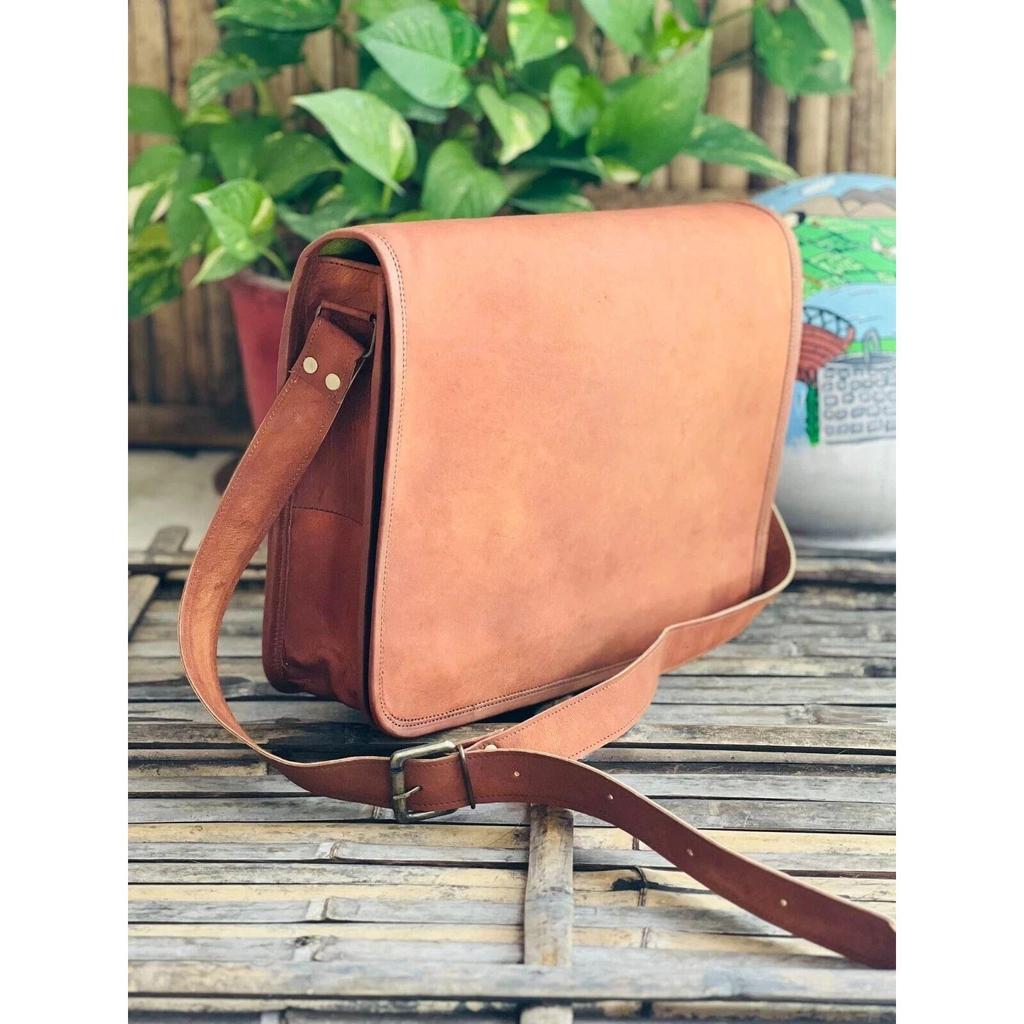 Handmade Luxury Leather Laptop Messenger Bag Rare Men's Briefcase Satchel