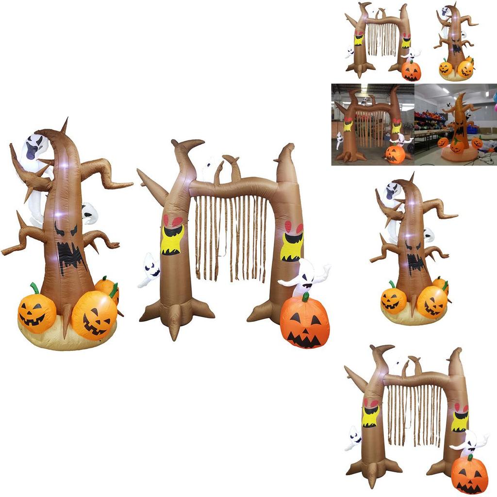 Halloween Air Blown Inflatable Yard Decor Featuring A Spooky Ghost Tree Arch With Led Lights