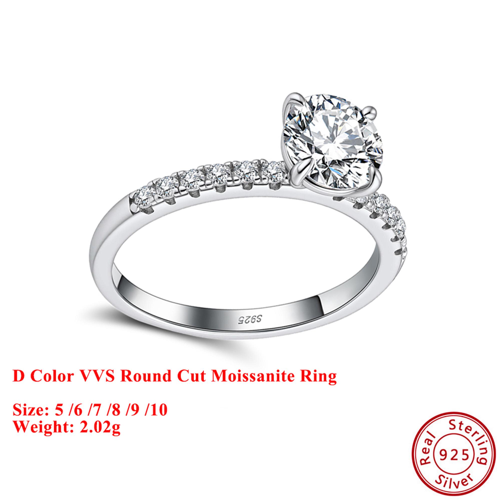 

Effie Queen 100% S925 Silver 14k Gold 1ct Round Cut Moissanite Diamond Ring Simple Jewelry for Women, Men Wedding Party MOR09 5&1ct-Moissanite серебряный