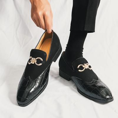 Moda Primavera Moda Italiana Zapatos de Cuero Hebilla Metálica Mocasín para Hombre Zapato Casual para Hombre Negocios Formal Masculino Puntiagudo Moda Boda