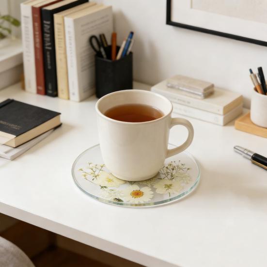 2D Urocze Kwiatowe Podkładki pod Kubki Vintage Kwiatowe Podkładki na Wesele Urodziny Dekoracja Stołu Wielokrotnego Użytku Okrągłe Akcesoria Kuchenne do Filiżanek