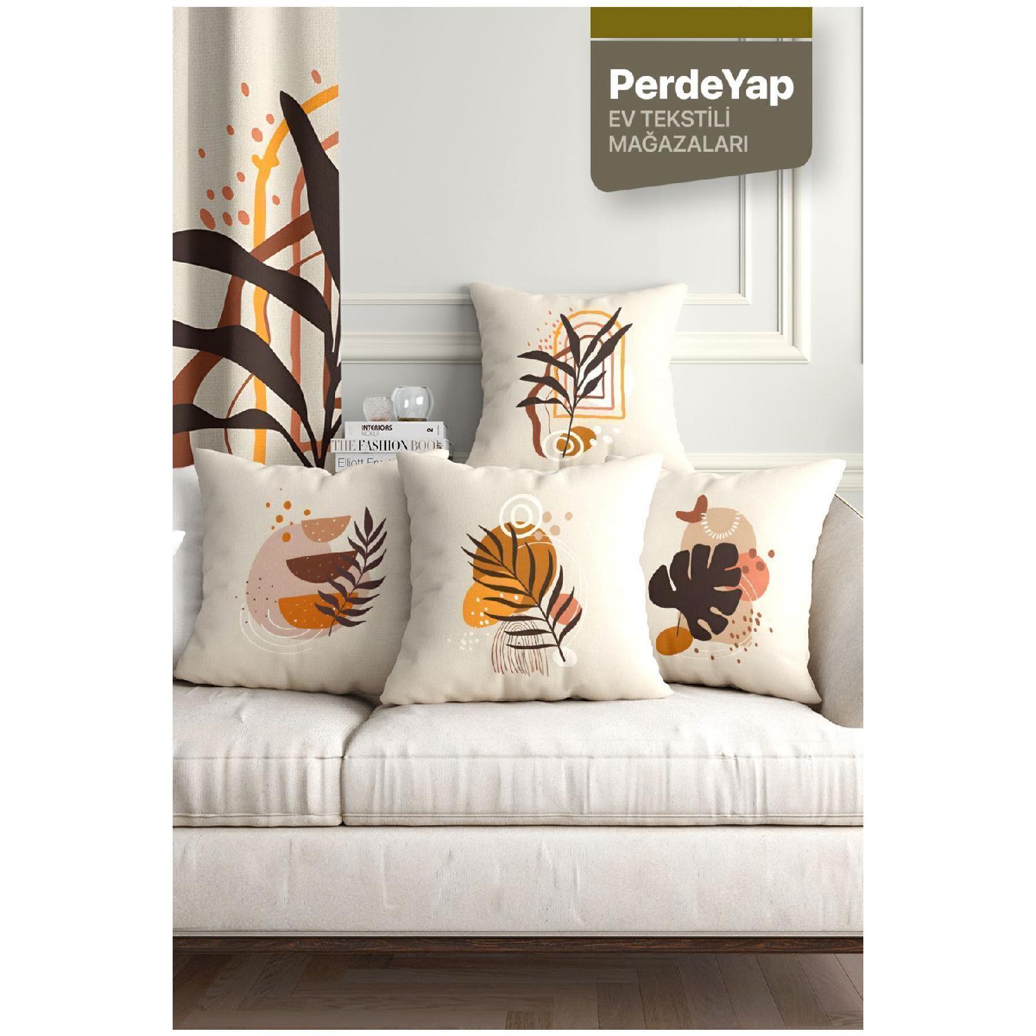 

Богемные настенные картины с рисунком листьев, набор из 4 наволочек с цифровой печатью, 43 х 43 см, кремовый 044 43 x 43