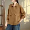 DIMANAF 2025 Autumn Plus Size Blouse Shirt Women Long Sleeve Loose Casual Lady Tops Cotton Buttons