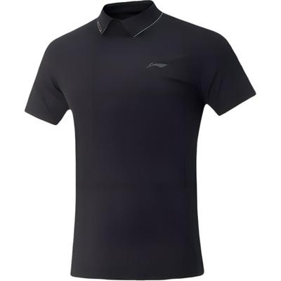 Li Ning Sports Casual Simple Solid Color Pullover Short Sleeve Polo Shirt Men Polo Shirts Black APLV041-2