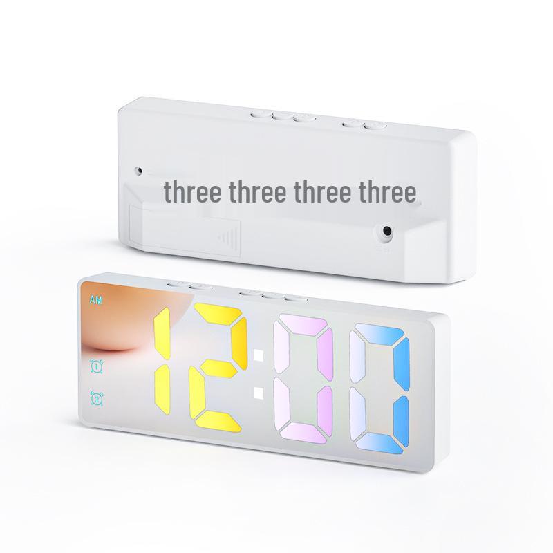Minimalist Dual-Use LED Alarm Clock with Voice Control and Temperature Display