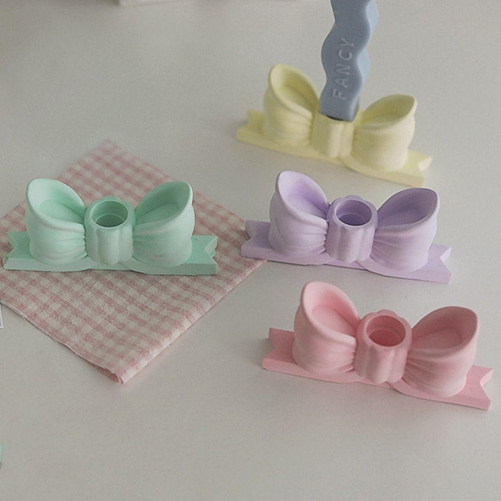 Vintage Gypsum Candlestick Holder Ins Mini Candle Stands Birthday Bow Candle Holder  Wedding Decor