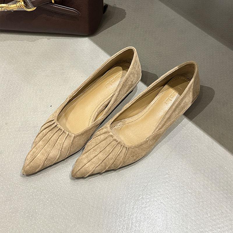 Fashion Pointed Toe Fashion Flock Ladies Flats Slip On Shoes Female Height Increasing Footwear Shallow Elegant Women Flats Shoes