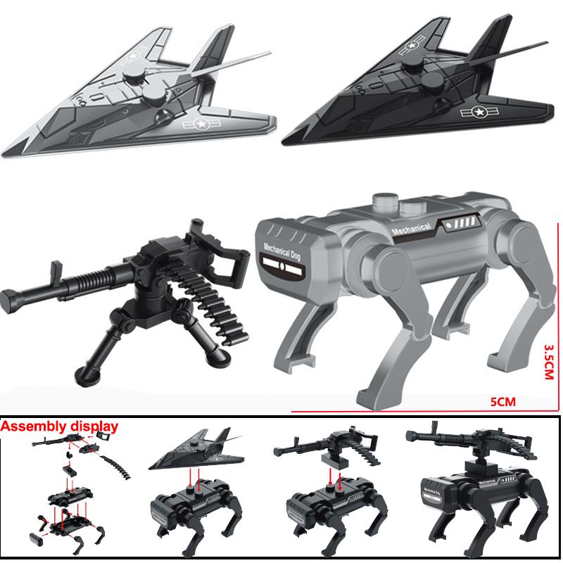 MOC Military Building Block Set Soldier Accessory Robot Dog Drone Weapon Box Pistol Gatling Gun Iron Fist Rocket Launcher Toy Gift Present