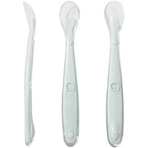 Tomedeks cuillère en silicone pour bébé, cuillère à repas pour bébé incurvée douce, cuillère à bouillie de riz, convient aux bébés d
