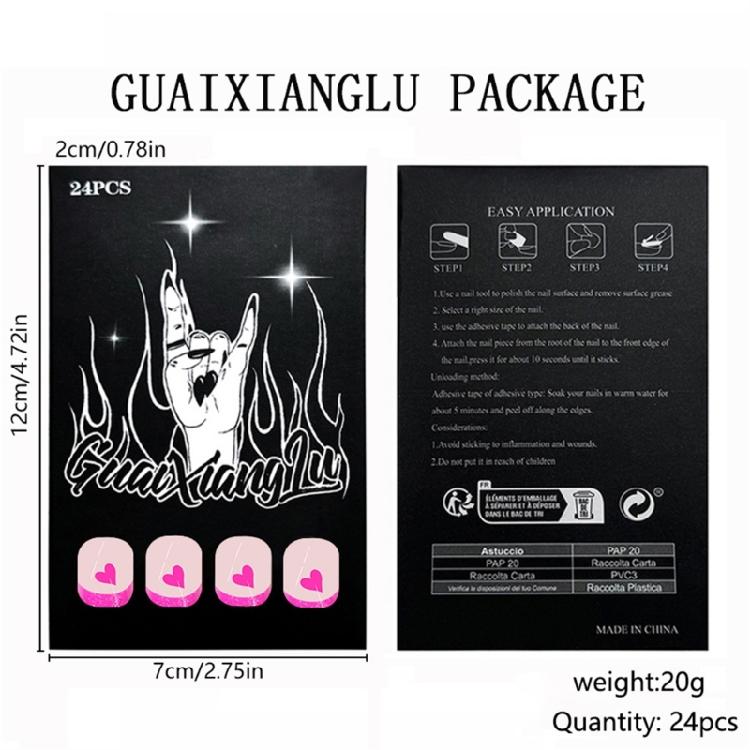 24pcs French Tip Artificial Nail with Heart Pattern Short Square Acrylic Nail Press On Nail Valentines Nail Accessories