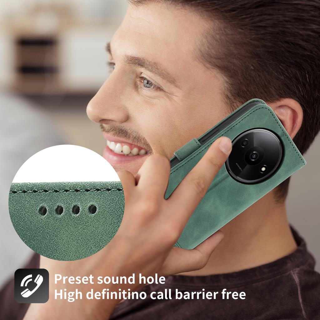 DIERFENG DF-03 Flip Cover for Xiaomi Redmi A3/Poco C61 4G Shockproof Imprinted Wallet Stand Mobile Leather Case