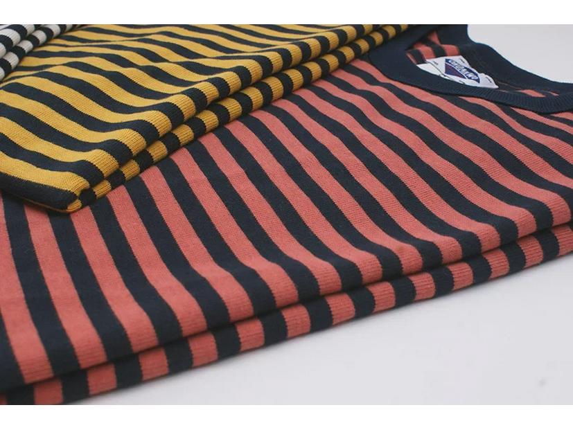 OKONKWO Letní pruhované pánské námořnické tričko khaki a tmavě modré