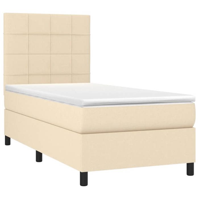 Maison Exclusive - Sommier à lattes de lit et matelas et LED Crème 80x200cm Tissu