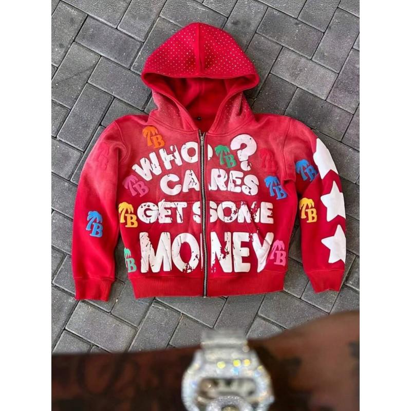 Casual Dark Thorn Print Zip-Up Hoodie Couples Regular Weight