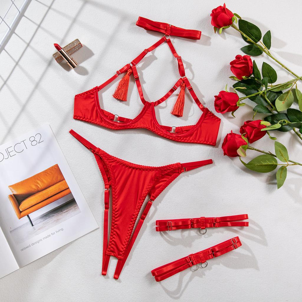 3 Parça Siyah Sutyen Seti Kadın Patchwork Mesh iç çamaşırı seti Bayanlar Seksi Külot İç Seti