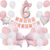 Set di Palloncini Foil Rosa Retro con Fiocco e Decorazioni per Feste di Compleanno per Bambini