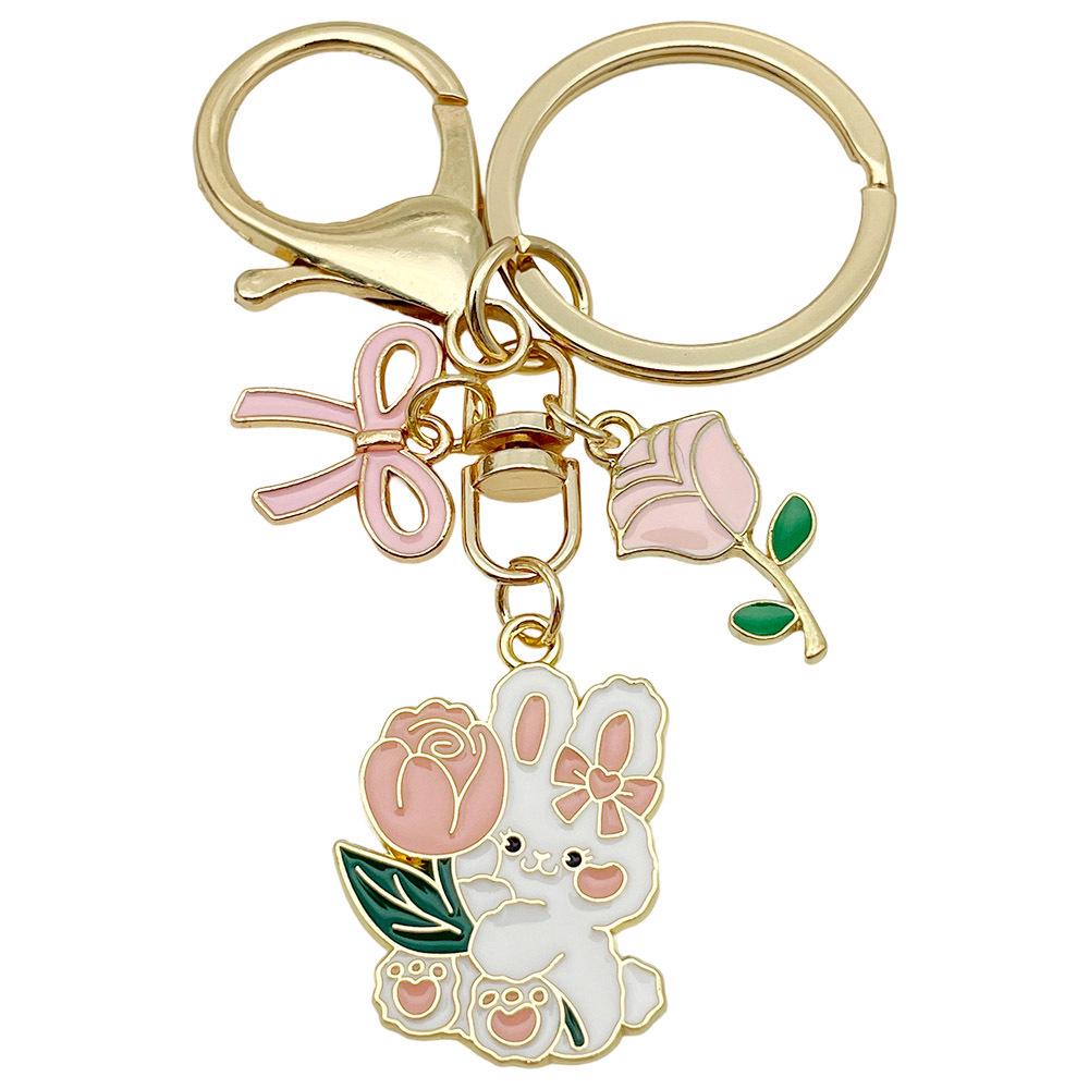 Cartoon Mid-Autumn Pink Bow Rabbit Keychain Pendant