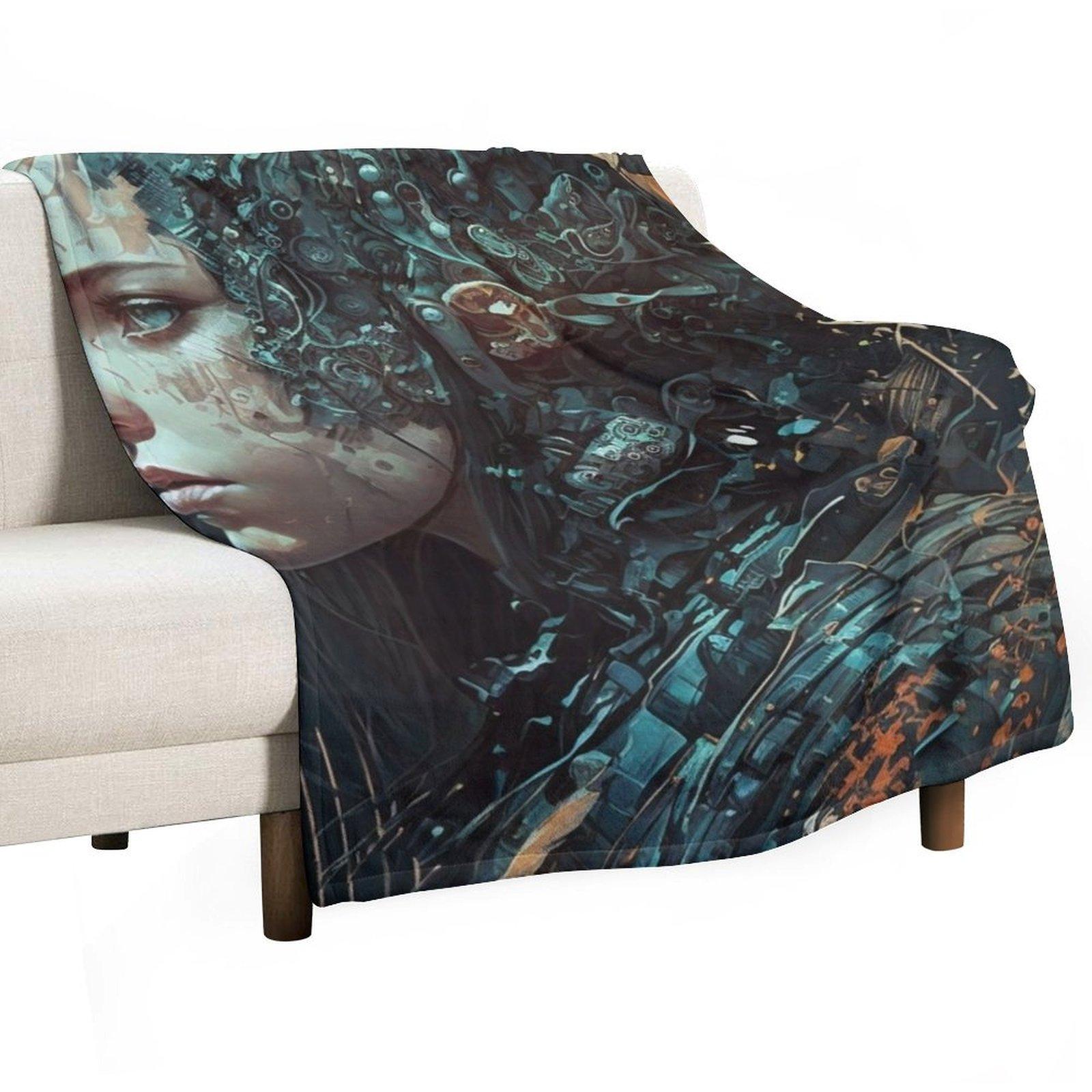 

Cyberpunk Girl Throw Blanket Large Thins Polar Luxury Brand Blankets 30x40in