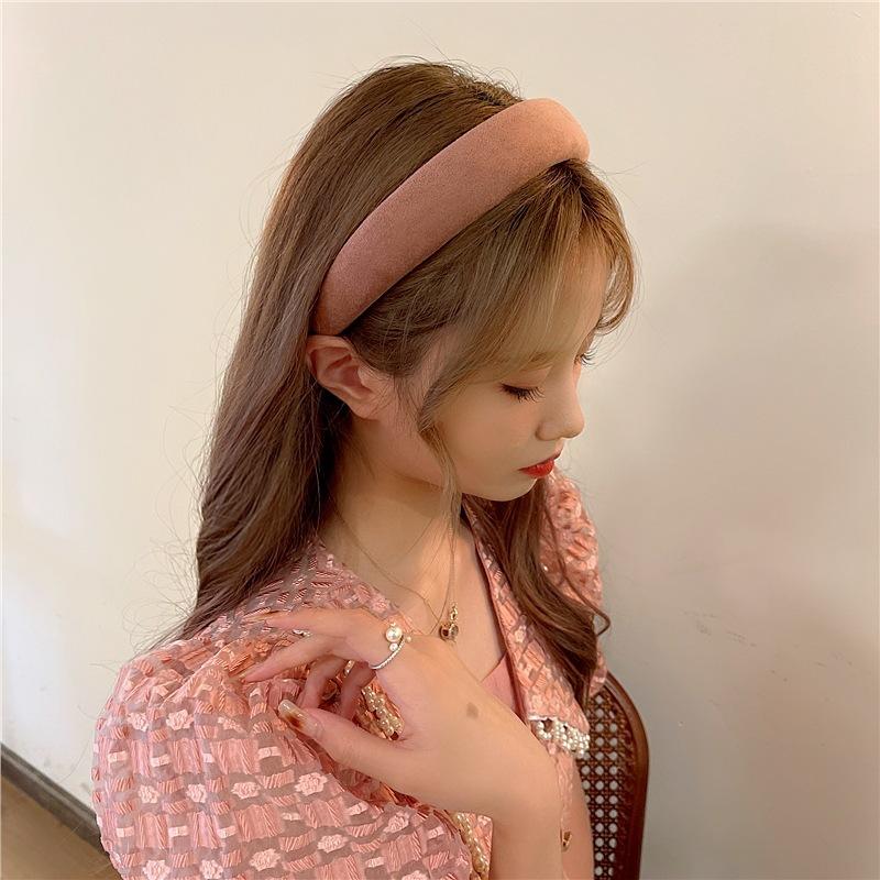 Korean Version Imported Autumn and Winter Retro Suede Face Wide Edge Pressure Hair Headband Internet Celebrity High Skull Top Out Hairpin Woman